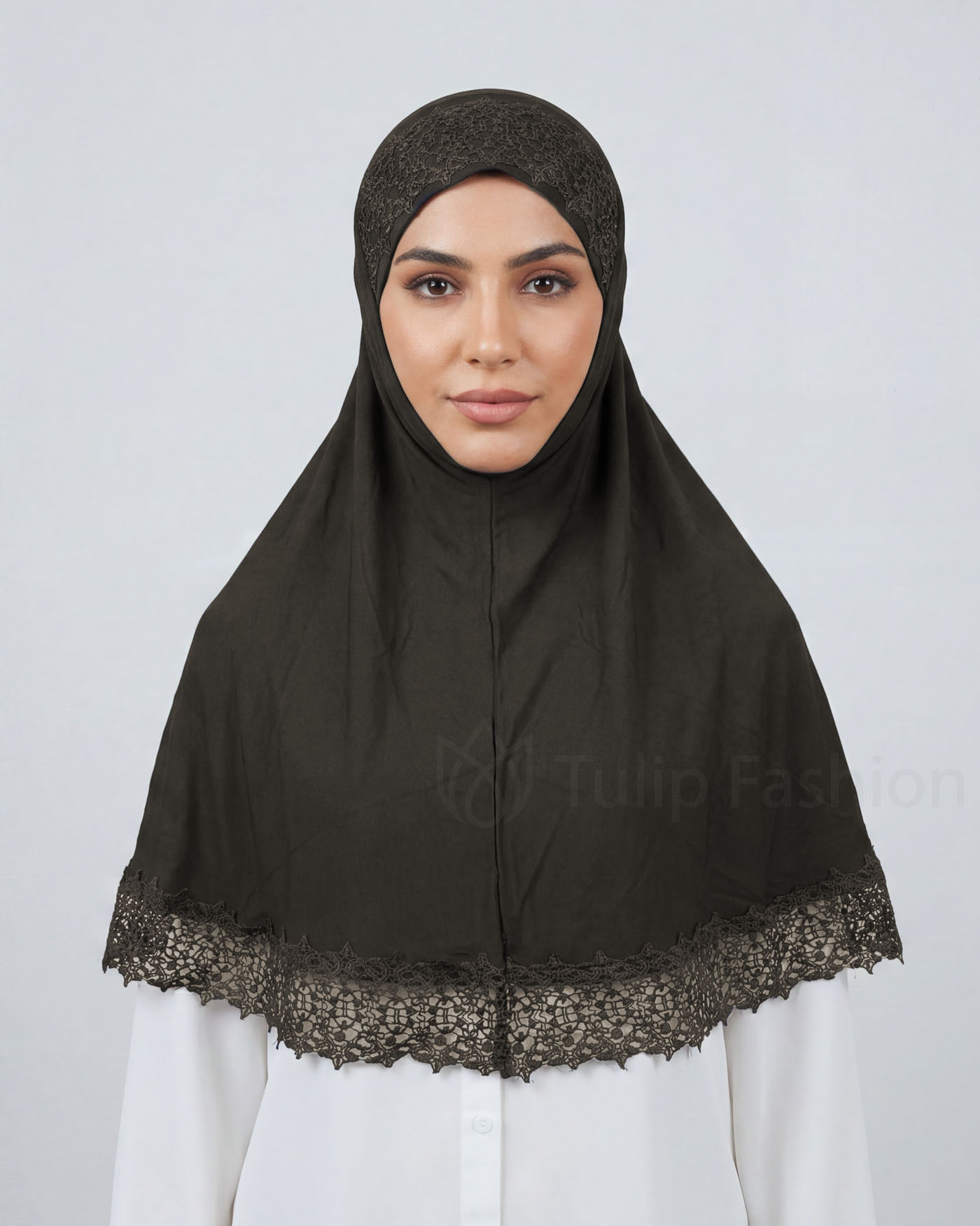 Hijab Al Amira Viscose Lace XL - Dark Brown