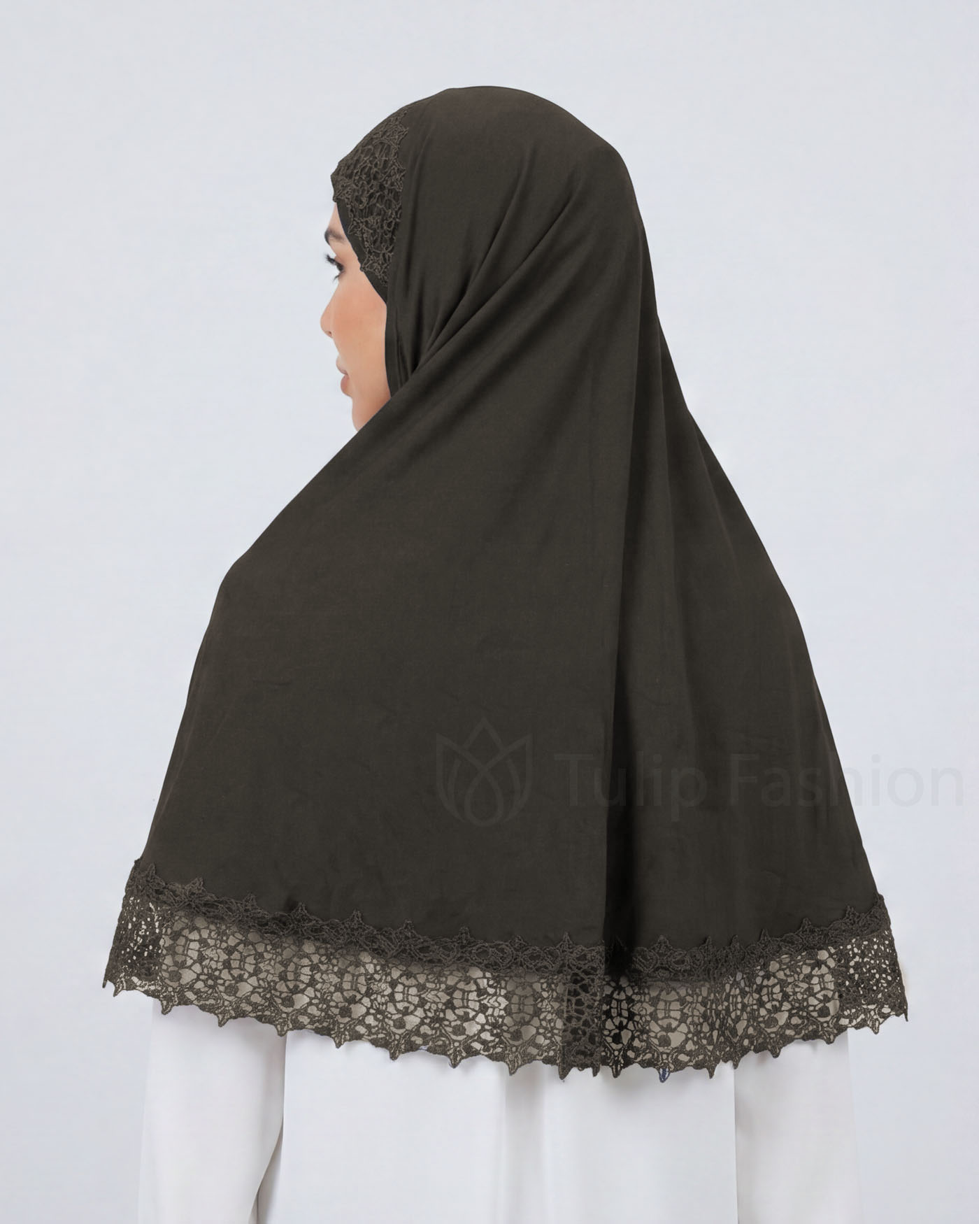 Hijab Al Amira Viscose Lace XL - Dark Brown - 3
