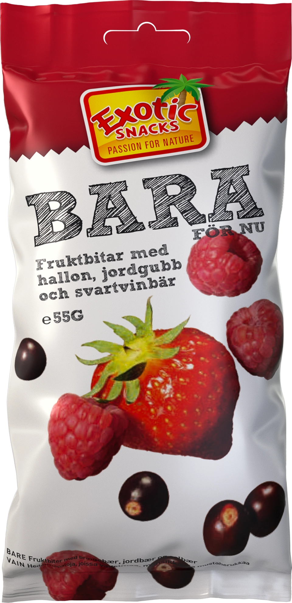 Exotic Snacks Bara Jordgubb, Hallon & Svarta vinbär 55g 20st