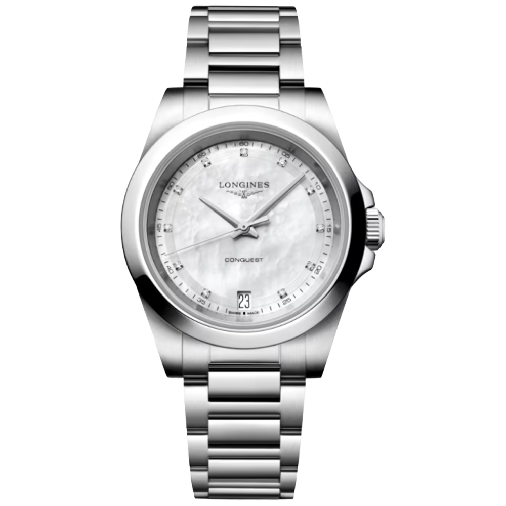 L3.460.4.87.6 Longines Conquest Quartz 2026, pärlemor med diamant index 34