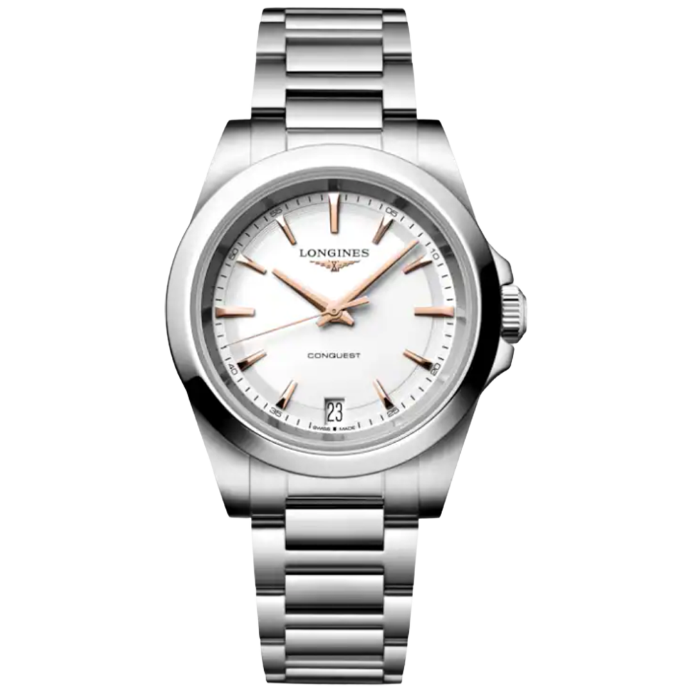 L3.460.4.18.6 Longines Conquest Quartz 2026, silver med rosé index 34