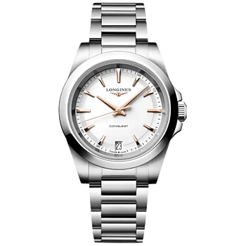 L3.460.4.18.6 Longines Conquest Quartz 2026, silver med rosé index 34