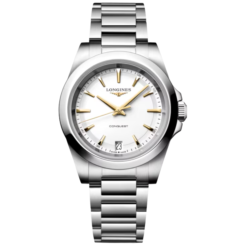 L3.460.4.12.6 Longines Conquest Quartz 2026, silver med guld index 34