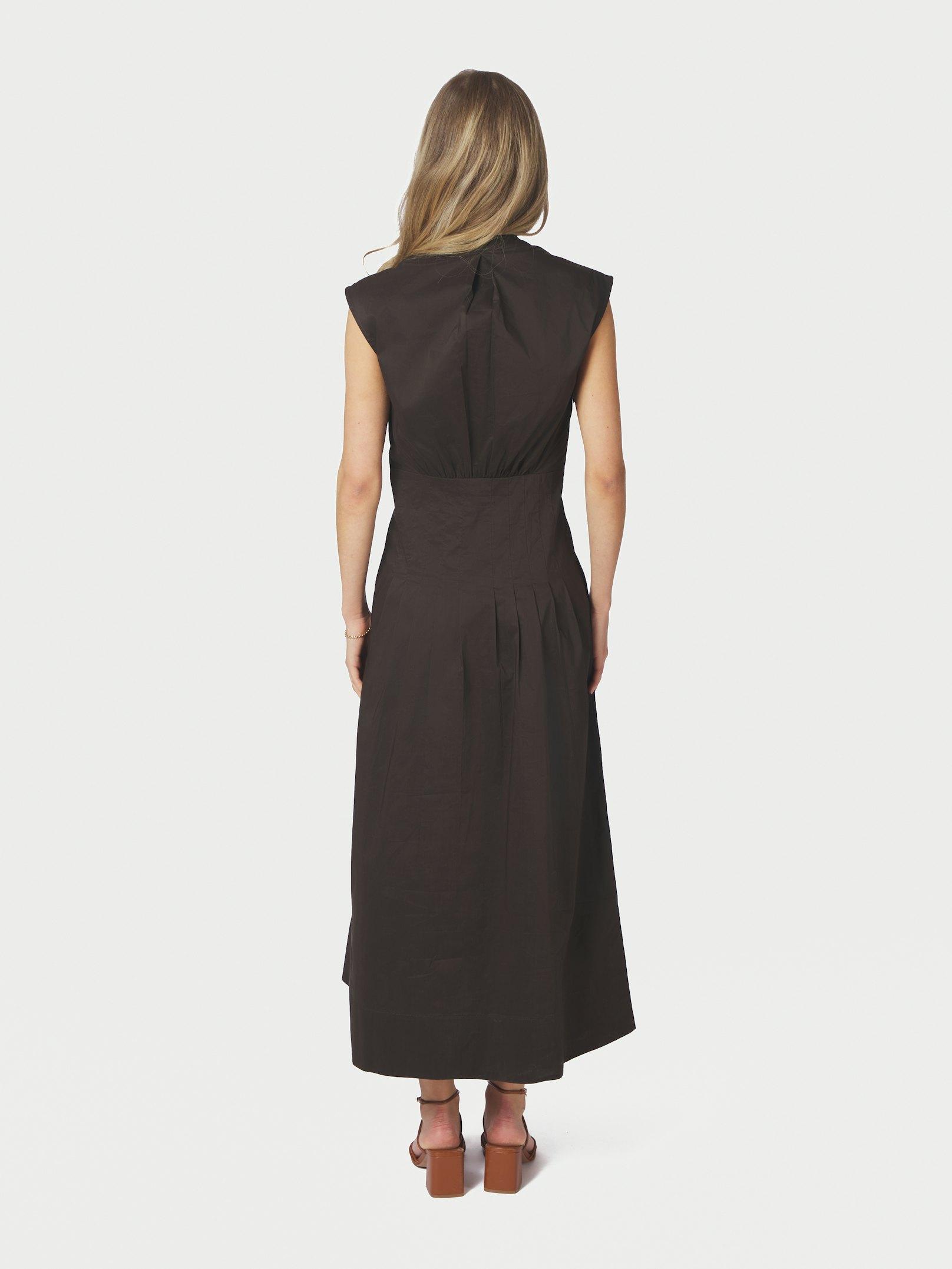 Irena Poplin Dress Chocolate Brown - 4