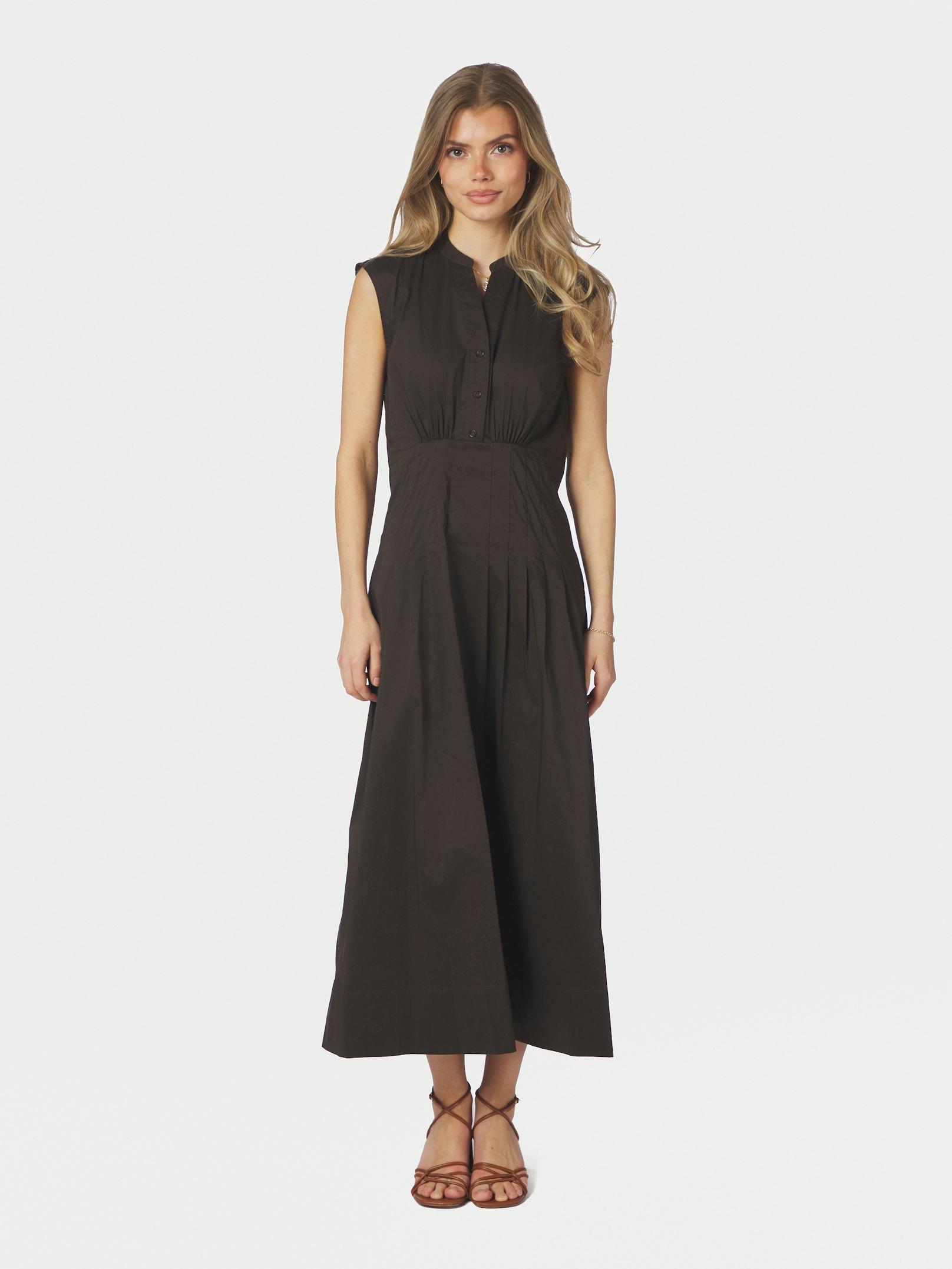 Irena Poplin Dress Chocolate Brown - 3