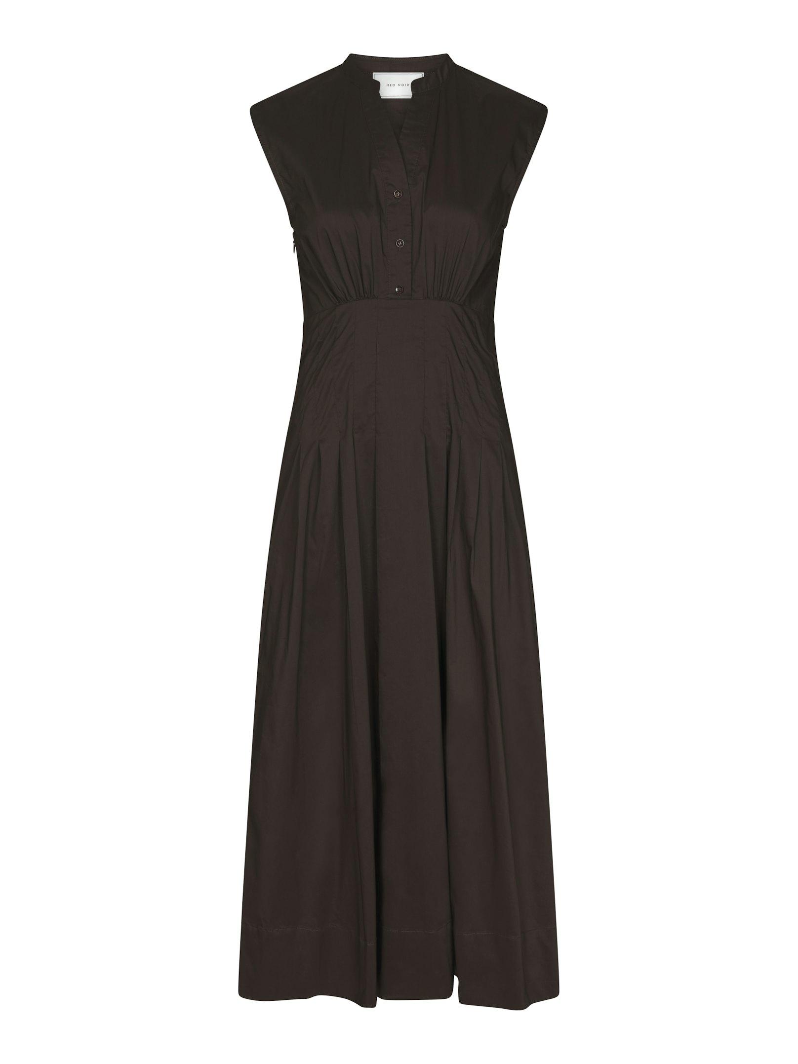 Irena Poplin Dress Chocolate Brown