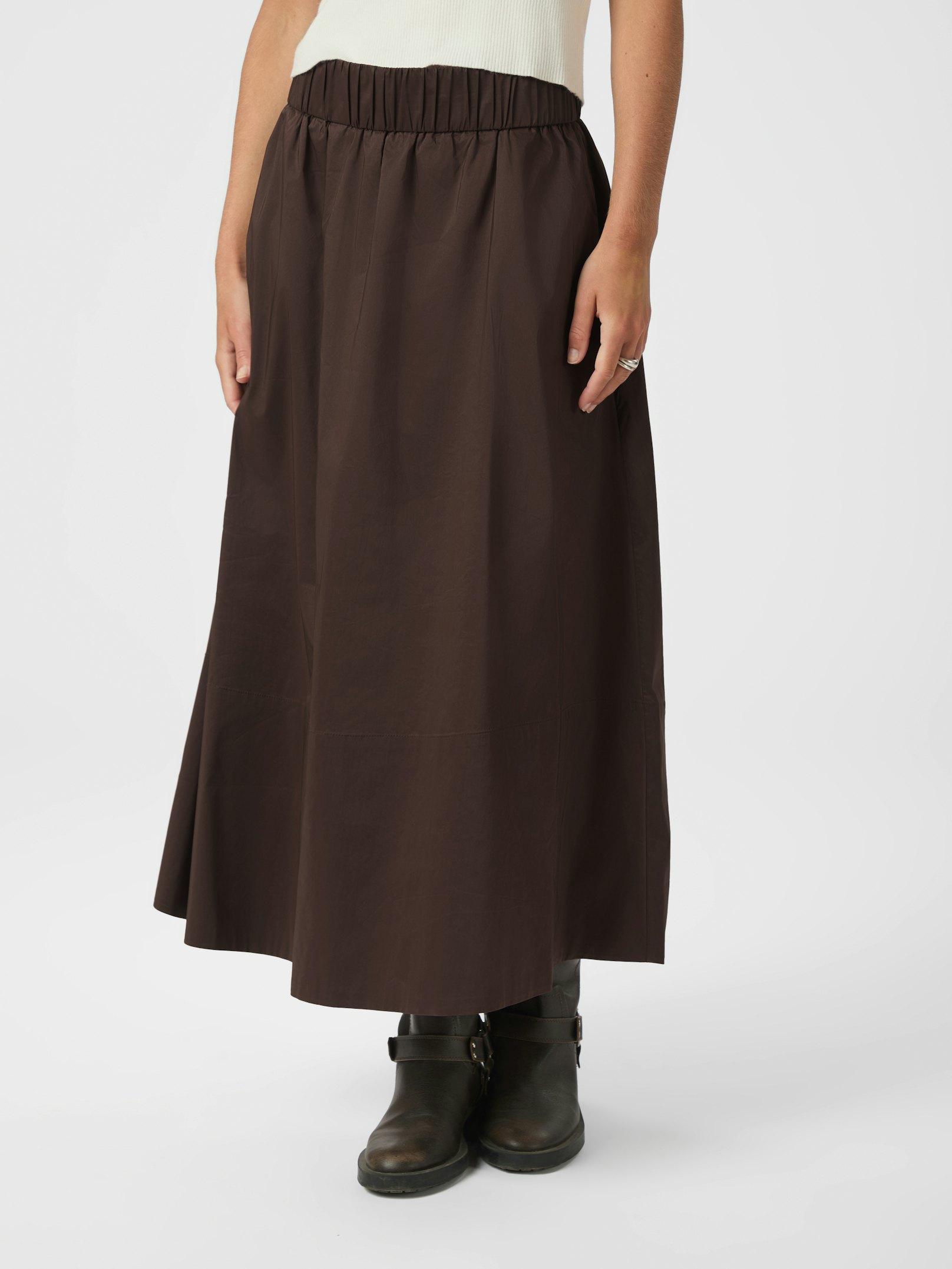 Yara Poplin Skirt Chocolate Brown - 3