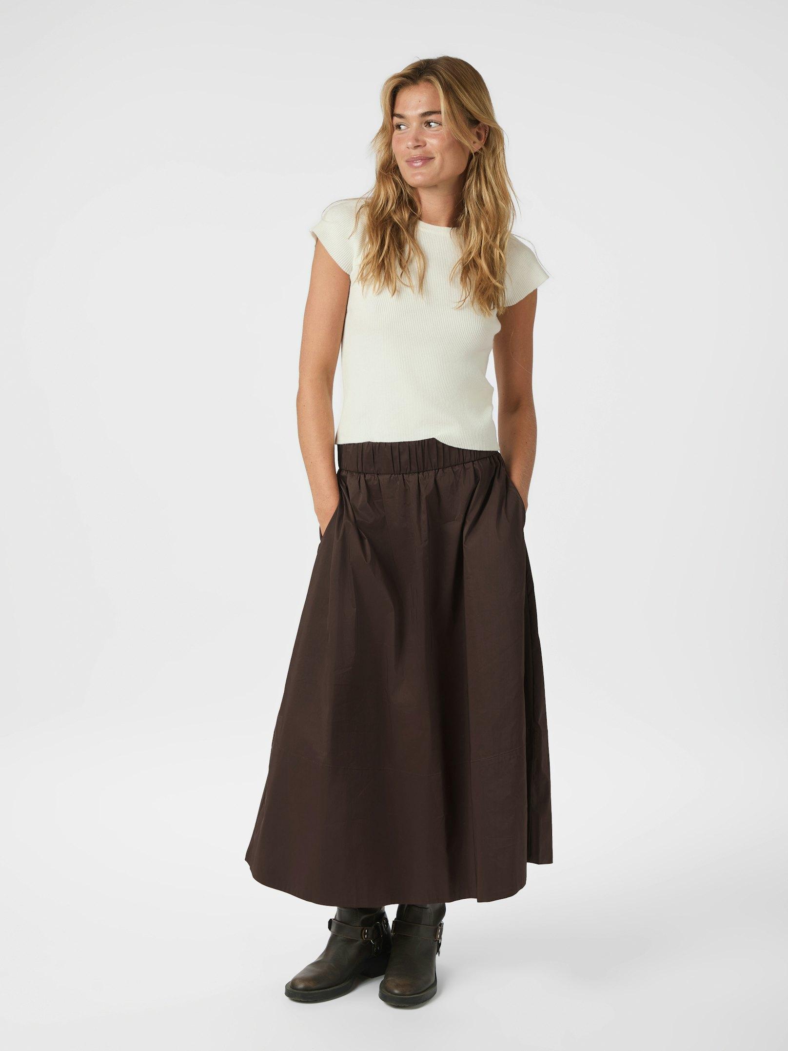 Yara Poplin Skirt Chocolate Brown - 5