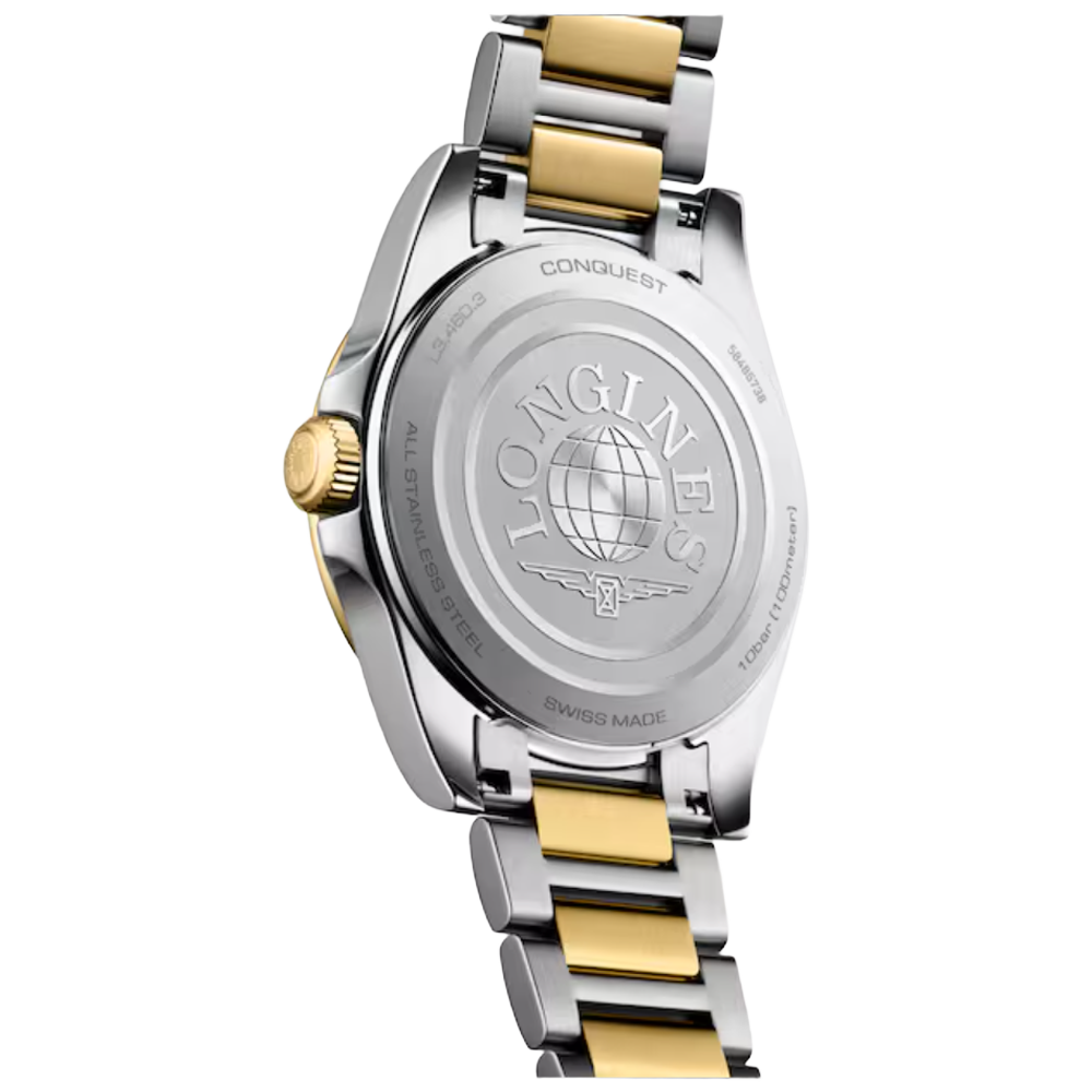 L3.460.3.12.7 Longines Conquest Quartz 2026, silver och guld 34 baksida