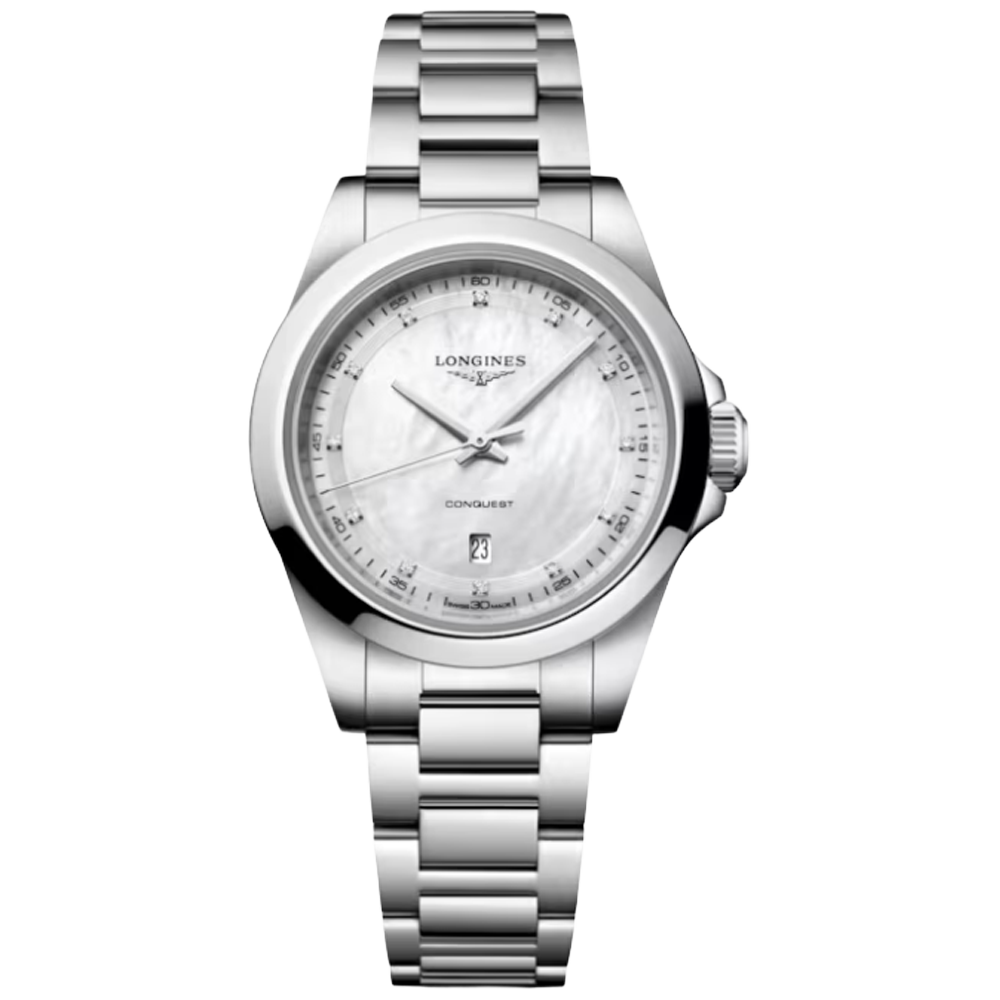L3.350.4.87.6 Longines Conquest Quartz 2026, pärlemor med diamant index 30
