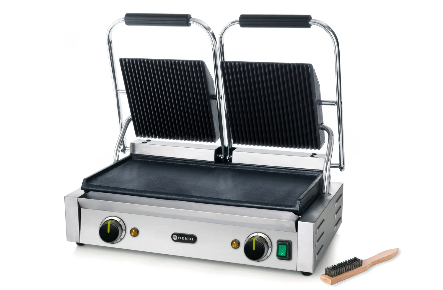 Kontaktgrill dubbel 1/2 slät, 1/2 ribbad