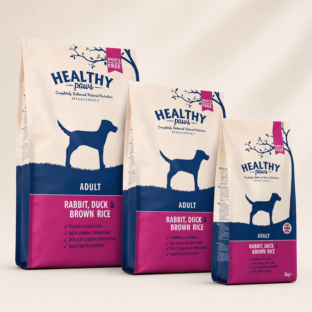 HEALTHY PAWS Kanin, Anka & Fullkornsris 