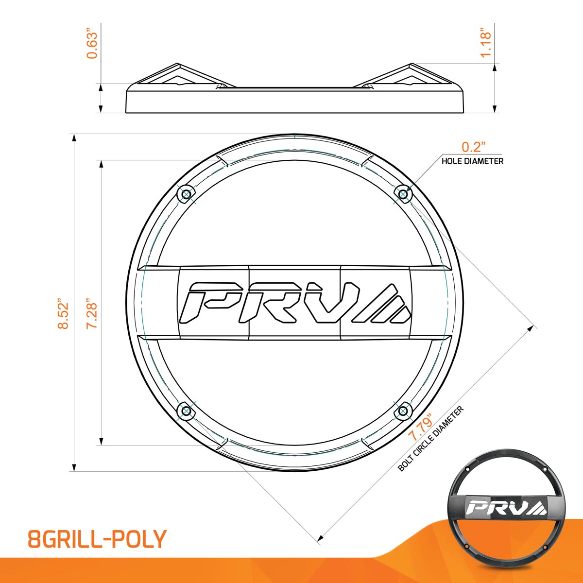 PRV Audio 8GRILL-POLY 8" - 2