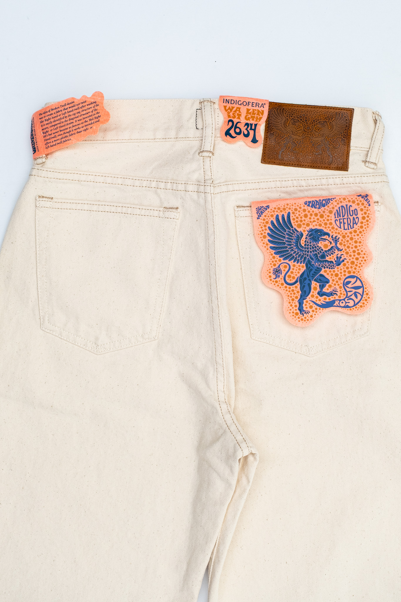 Indigofera - Women's Jeans Roslyn Uneven Broken Twill Ecru Rinsed 14oz - 8