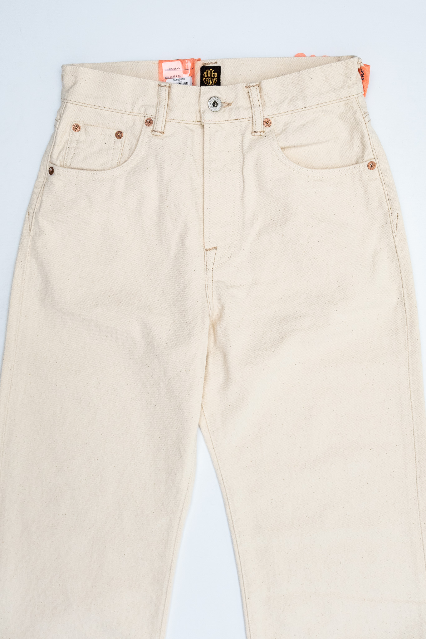 Indigofera - Women's Jeans Roslyn Uneven Broken Twill Ecru Rinsed 14oz - 4