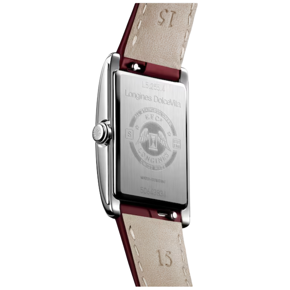 L5.255.4.28.2 Longines DolceVita romerska siffror och rött alligatorband 20,80 X 32,00 baksida