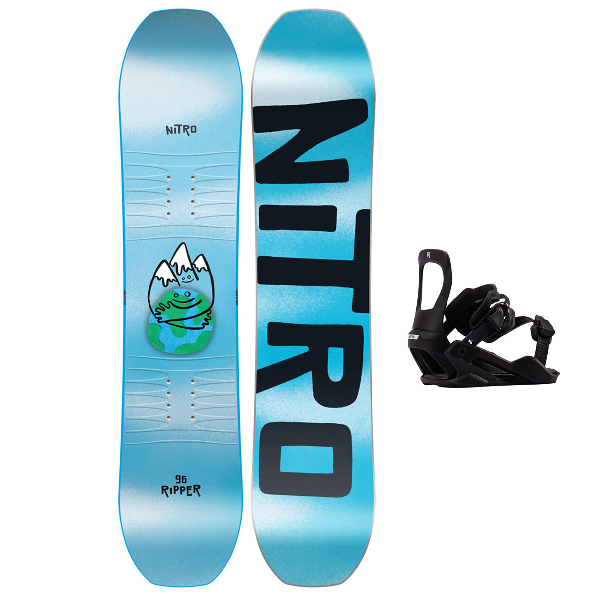Nitro Snowboardpaket - Ripper Kids 96 + Charger Micro Ultra Black XS