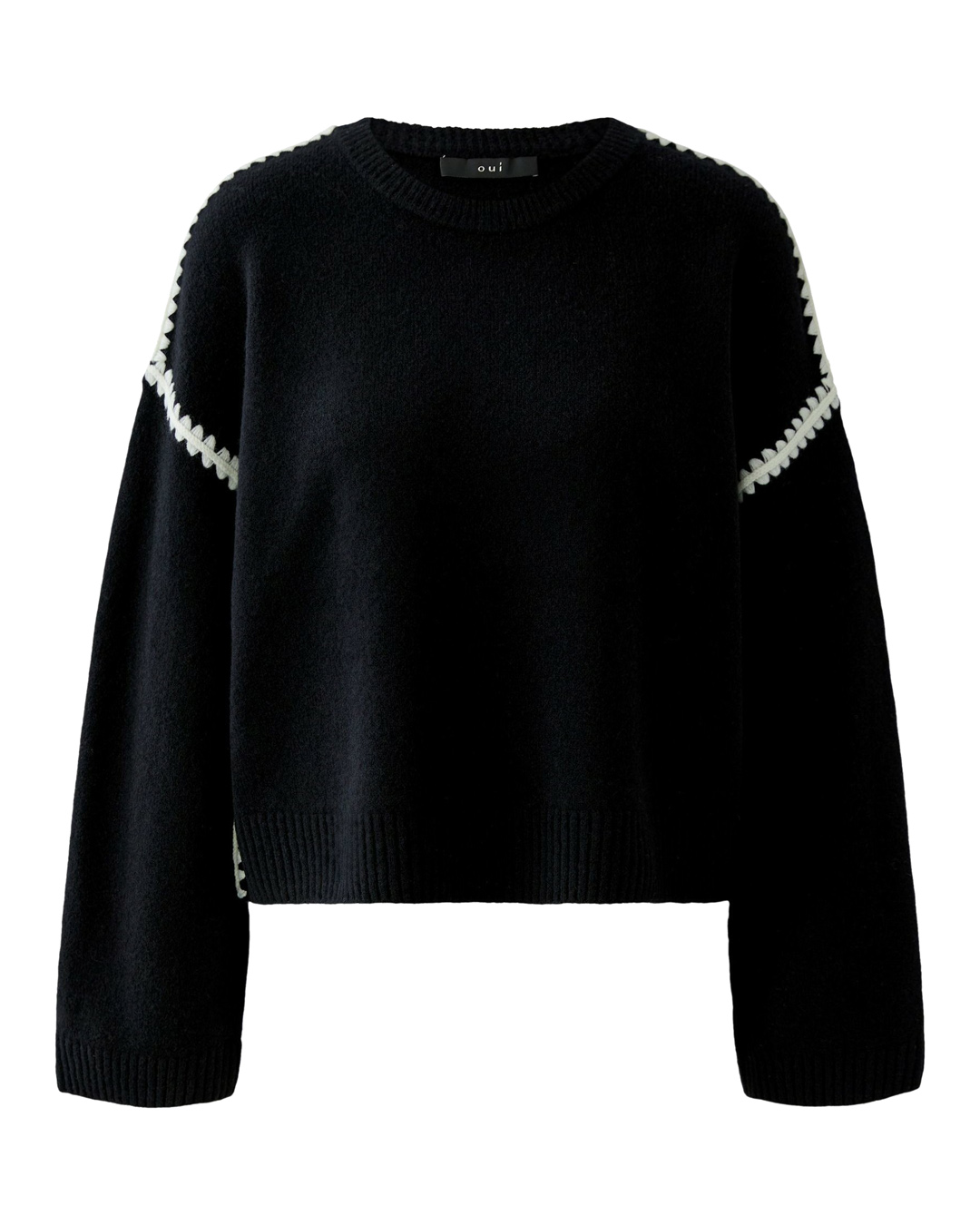 Jumper svart med ljusa sömmar i axel & sida - 5