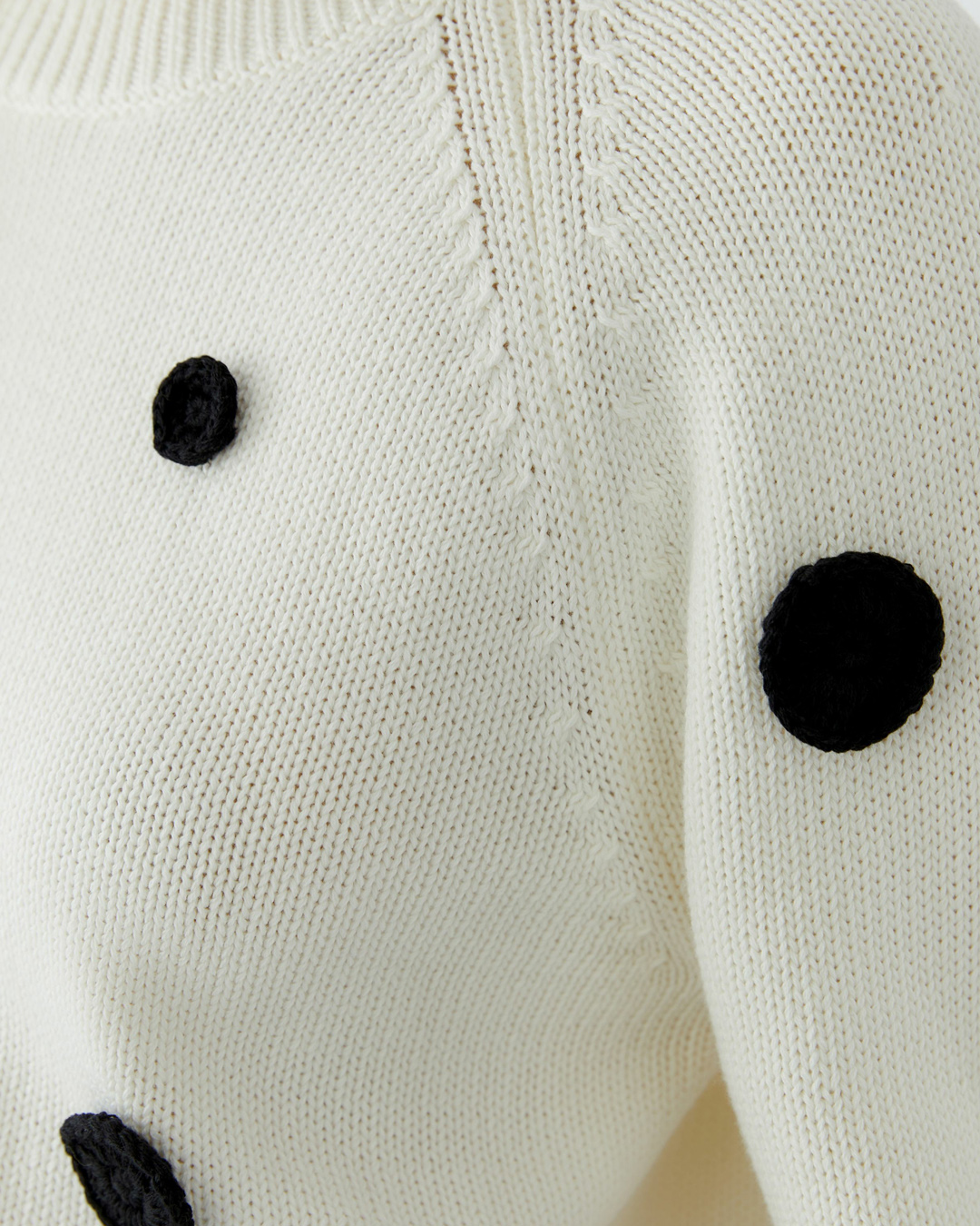 Bomullsjumper offwhite med svarta blommor - 4