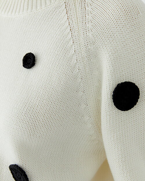 Bomullsjumper offwhite med svarta blommor - 4
