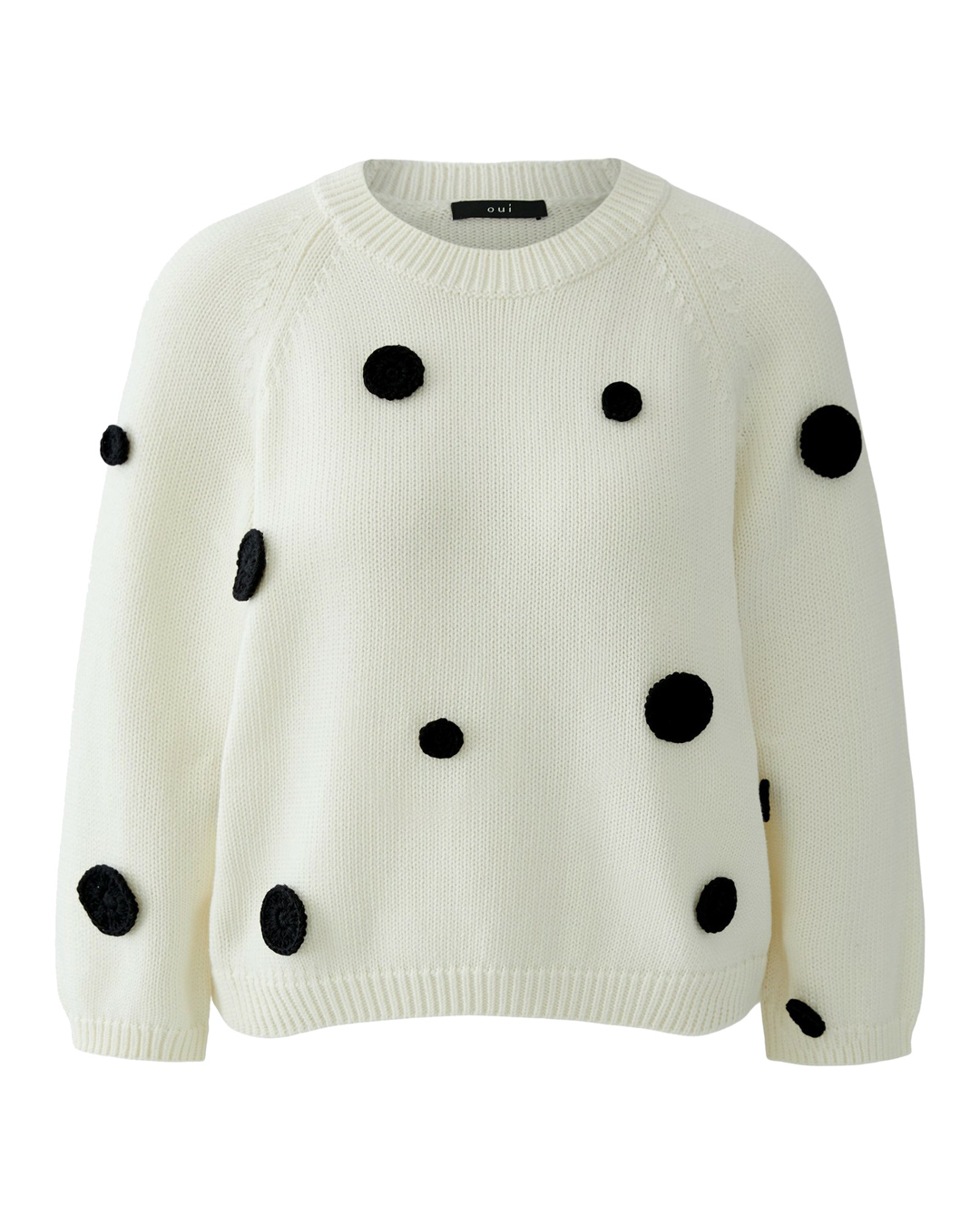 Bomullsjumper offwhite med svarta blommor - 6