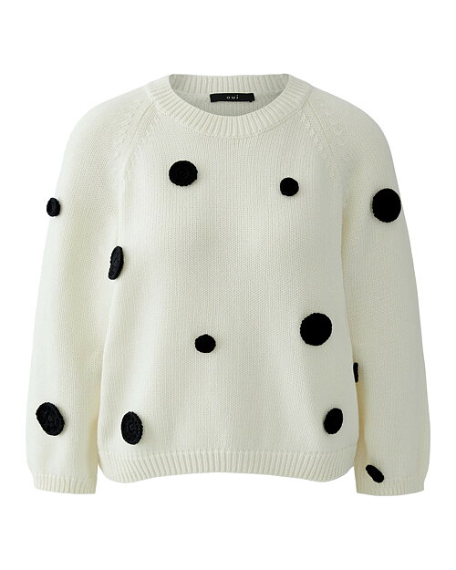 Bomullsjumper offwhite med svarta blommor - 6