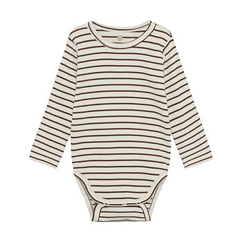 Body LS Rib Stripe Chestnut