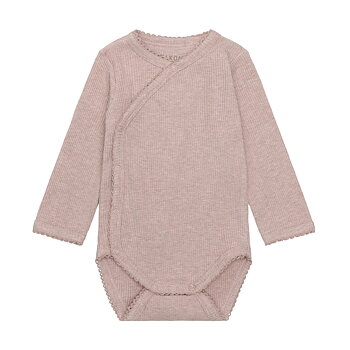 Wrap Body LS Melange Rib Pale Mauve Melange