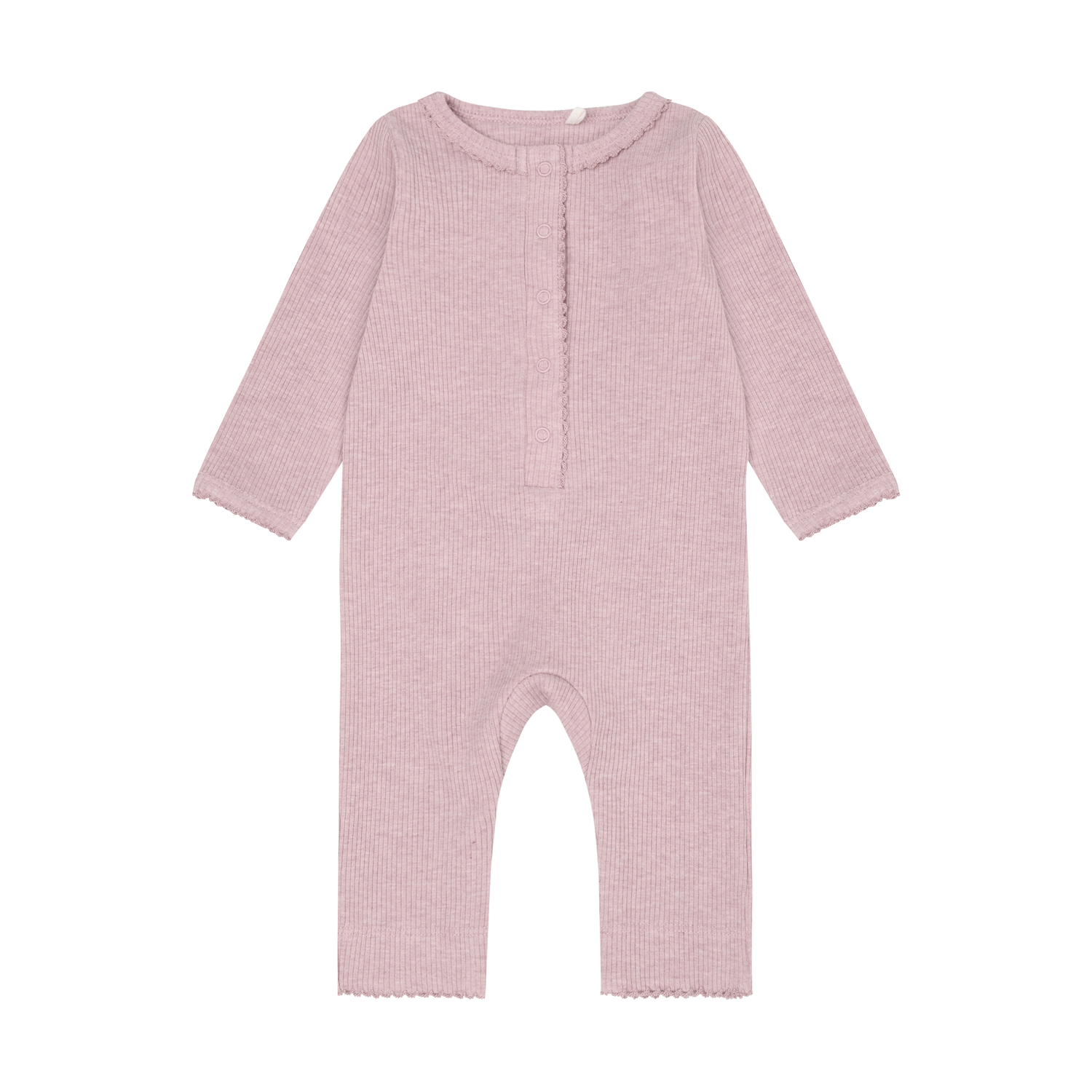 Romper LS Melange Rib Pale Mauve Melange