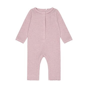 Romper LS Melange Rib Pale Mauve Melange