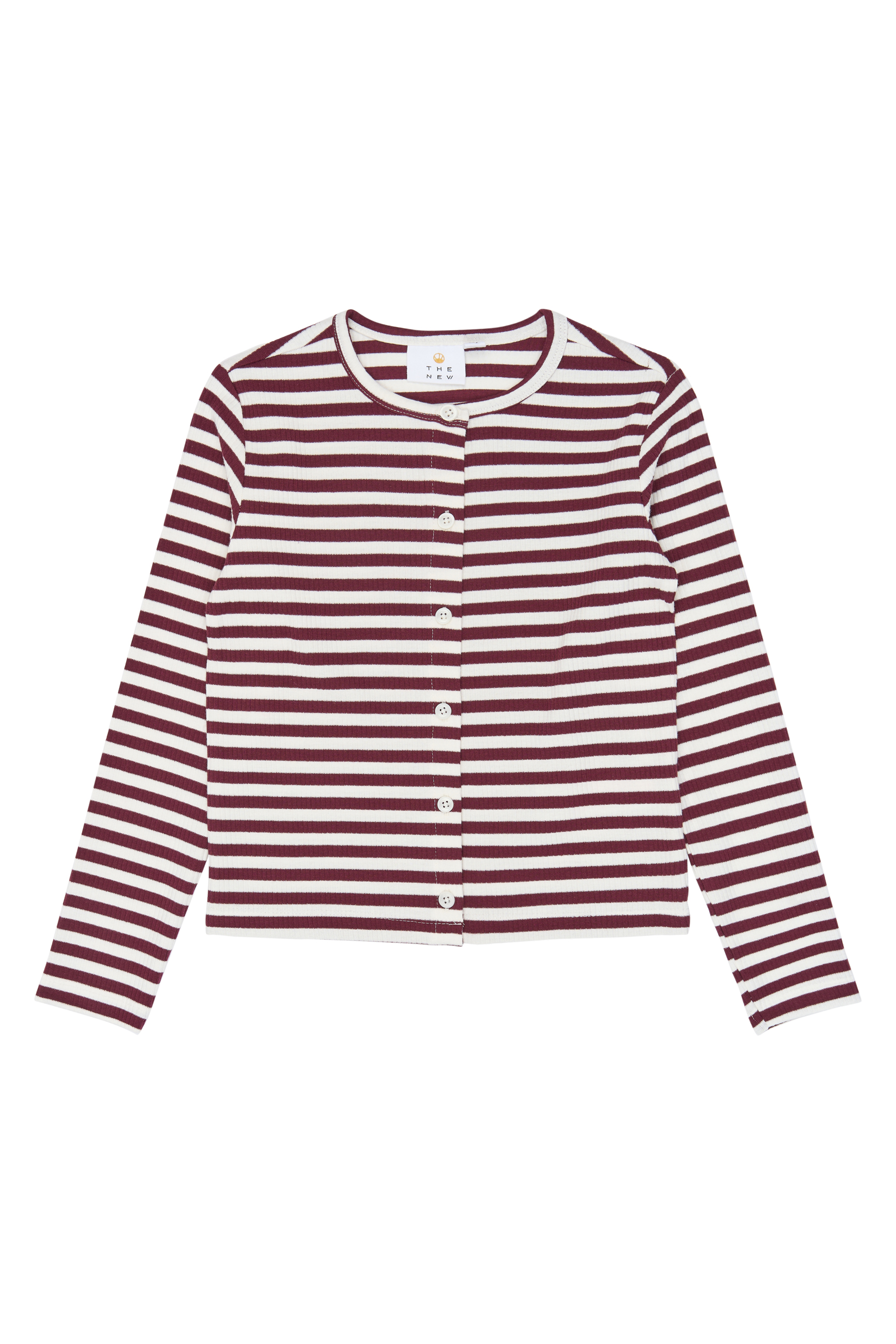 TNMoore LS Rib Cardigan Gardenia Striped