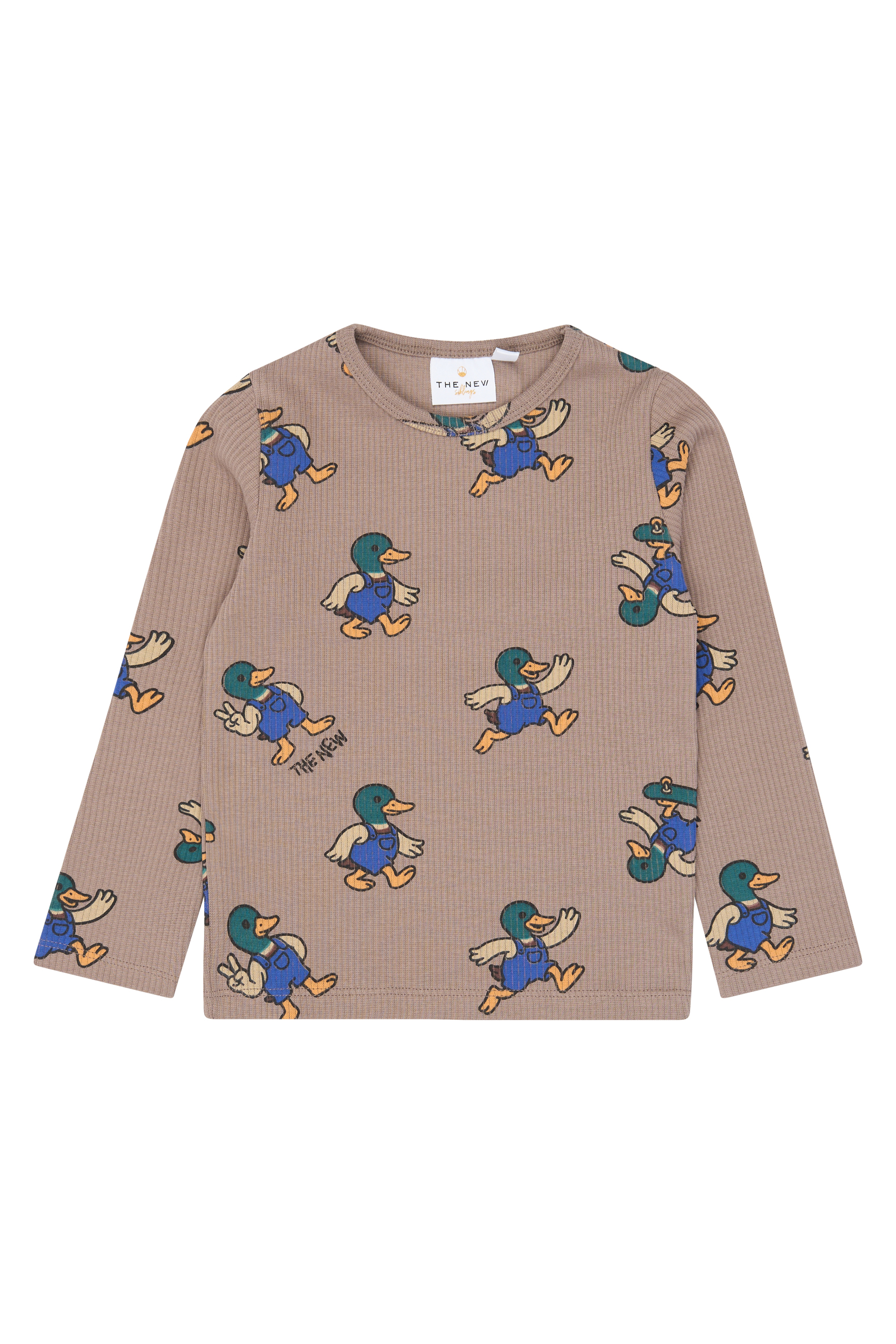 TNSTValdemar LS Rib Tee Taupe Gray AOP TN