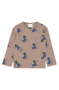TNSTValdemar LS Rib Tee Taupe Gray AOP TN