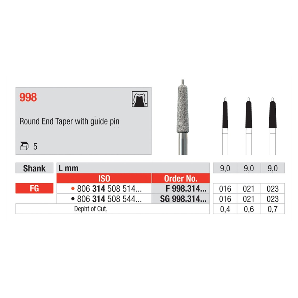 Shoulder Prep Diamant 856P/ 998, 5st