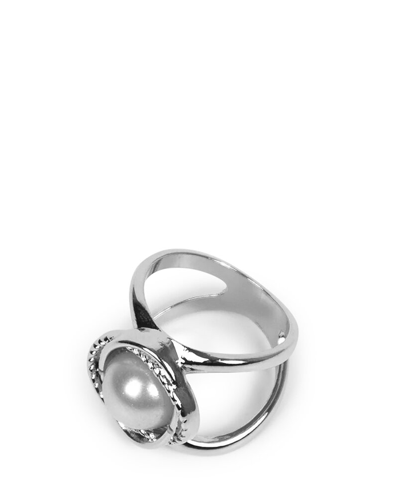 Sjalring liten pärlblomma silver
