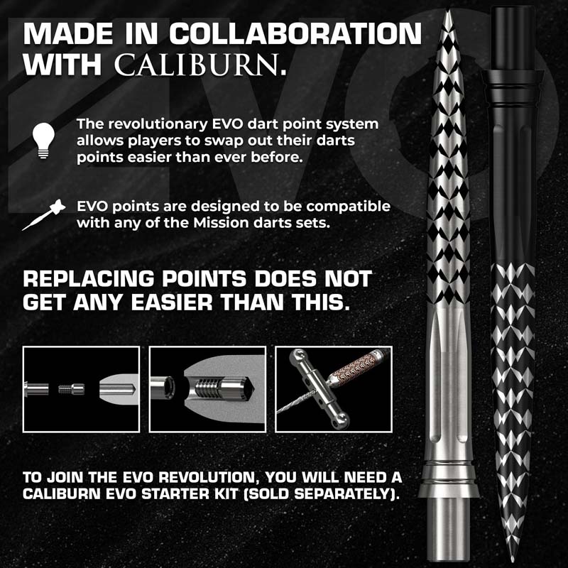 Mission Caliburn EVO Dart Points Mission Logo Black 26mm - 5