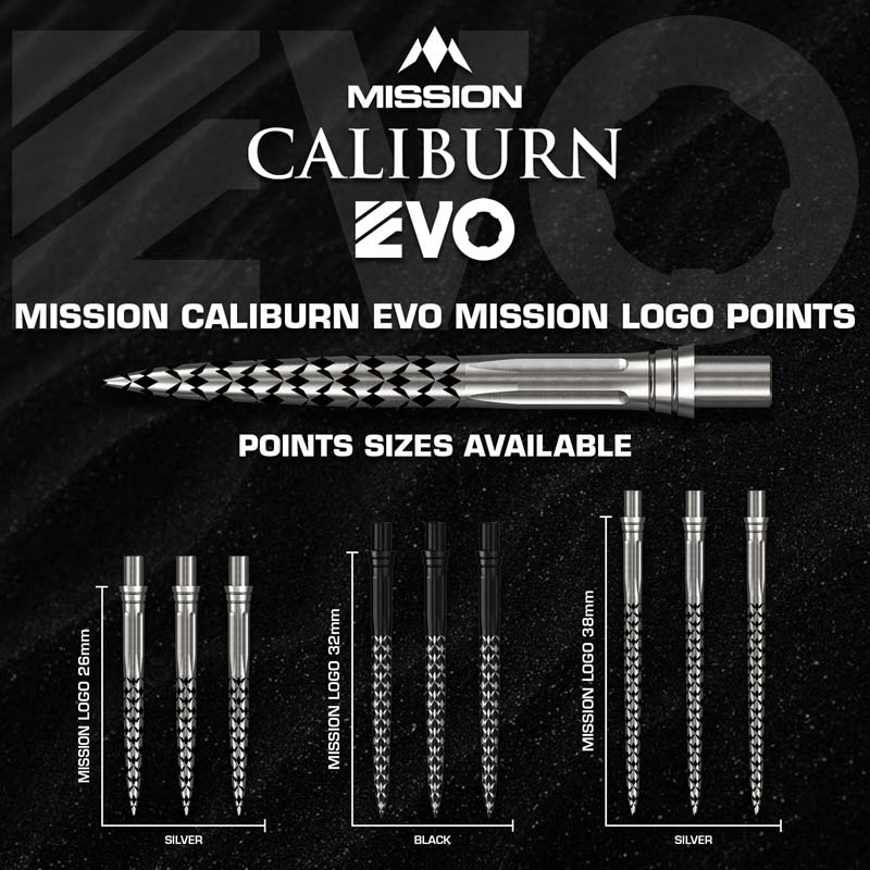 Mission Caliburn EVO Dart Points Mission Logo Black 26mm - 3
