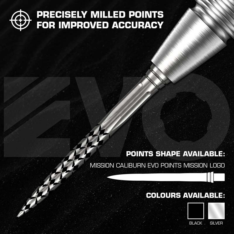 Mission Caliburn EVO Dart Points Mission Logo Black 26mm - 4
