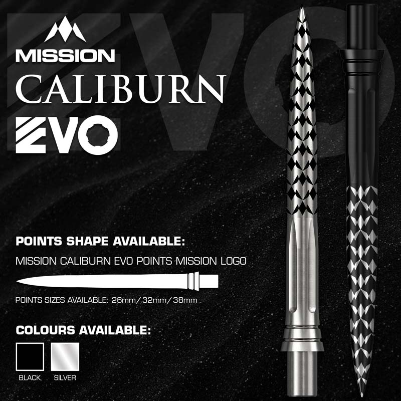 Mission Caliburn EVO Dart Points Mission Logo Black 26mm - 2