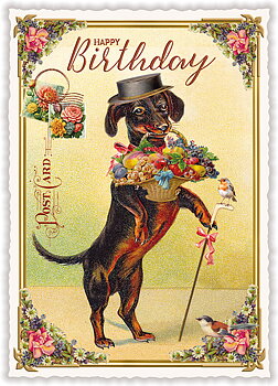 Happy Birthday Sausage Dog, Postcard