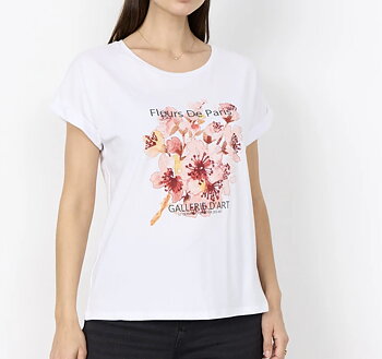 SC-RINA FP 18 vit t-shirt med blomtryck