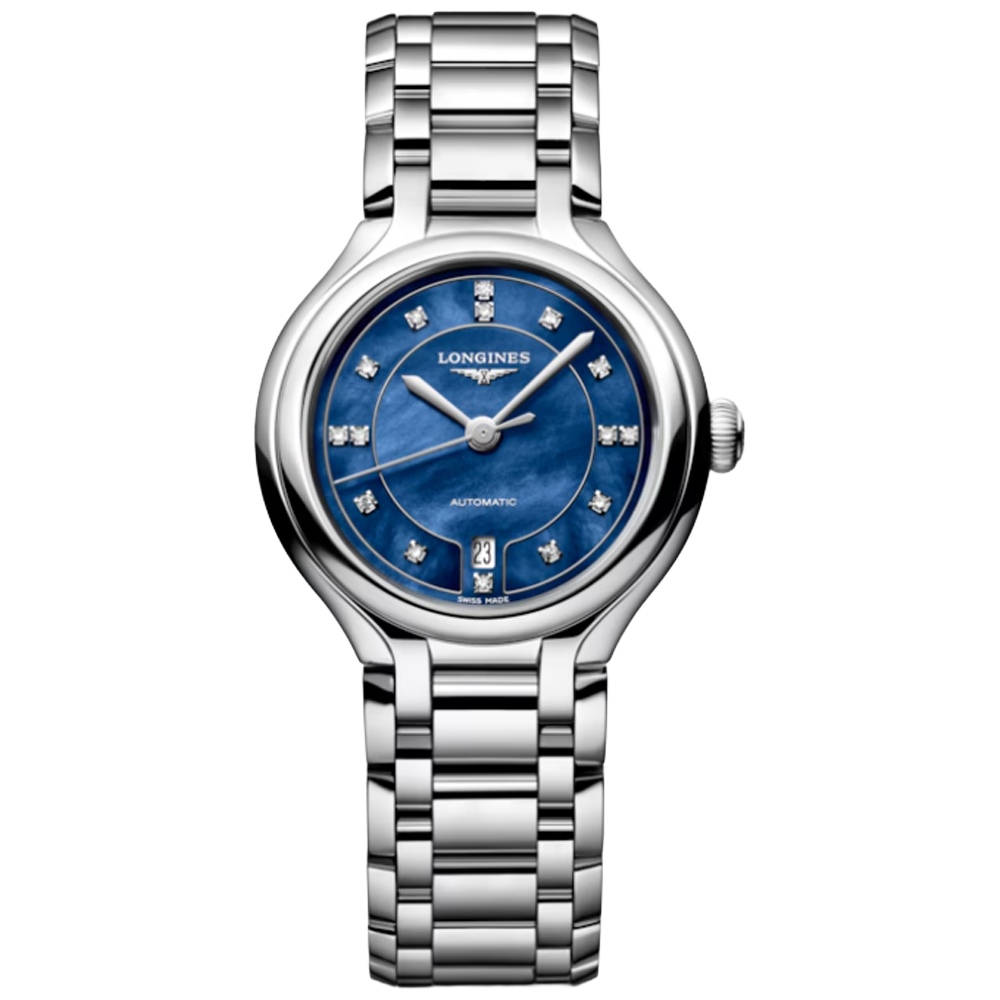 L8.123.4.97.6 Longines Primaluna blå pärlemor med diamant index 30
