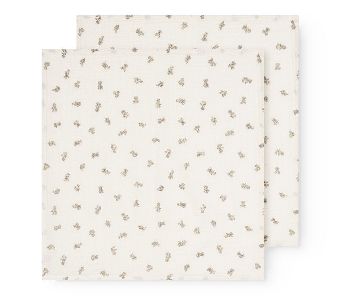 Ada (2-pack) Teddybears Bonded Muslin Print