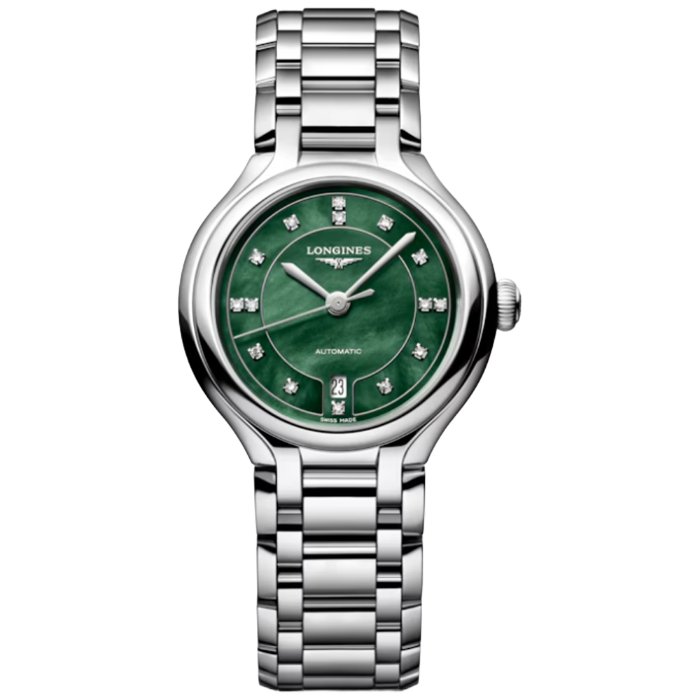L8.123.4.07.6 Longines Primaluna grön pärlemor med diamant index 30
