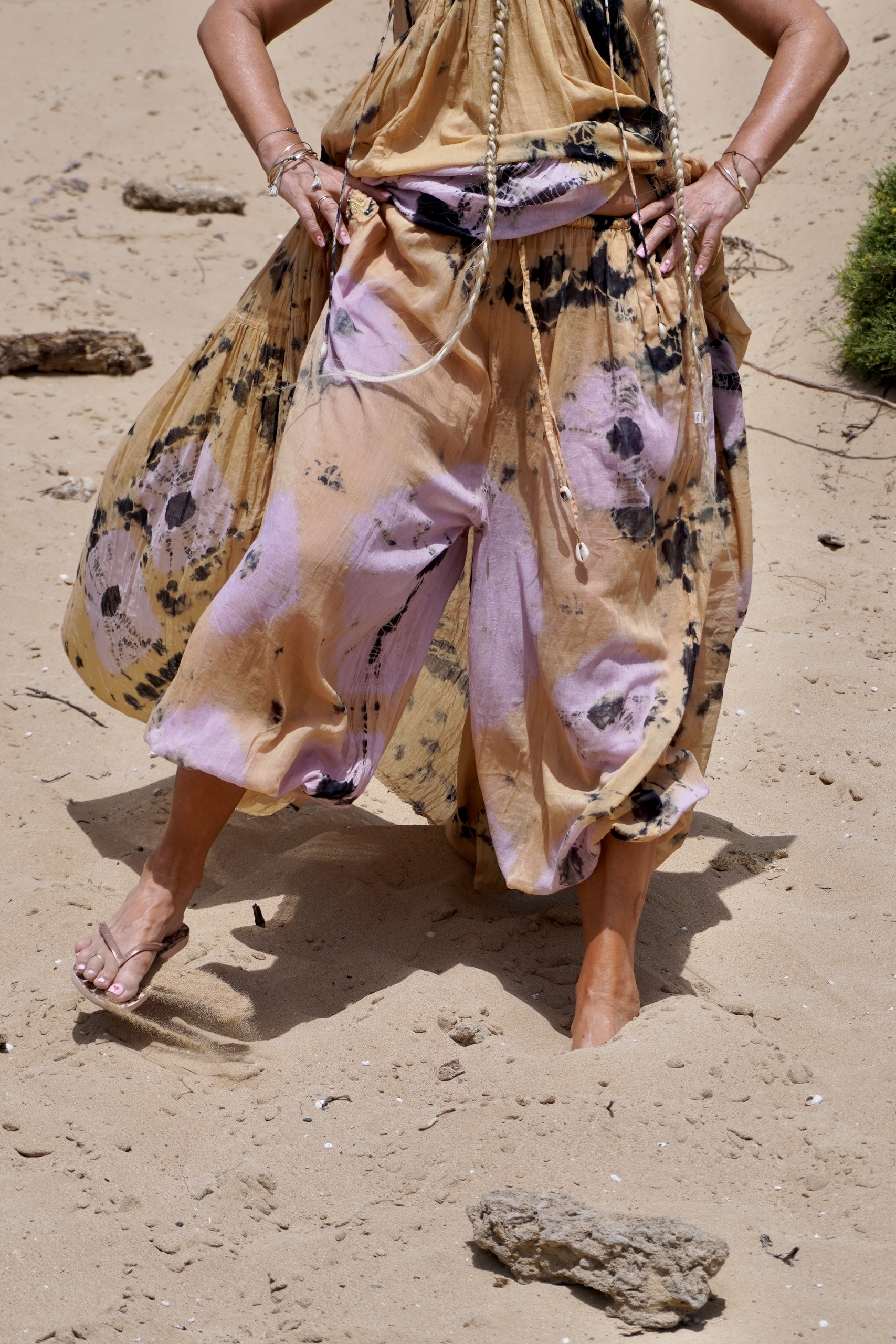 CAROLE COTTON BATIK PANT FAMI BEIGE LILA 