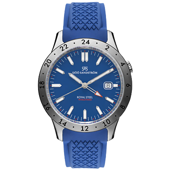 020814 Sjöö Sandström Royal Steel Worldtimer 41 blå