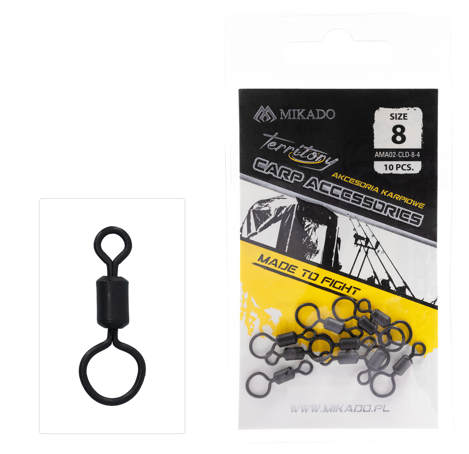Mikado Roller Swivel With Big Eye NO 8, 10pcs
