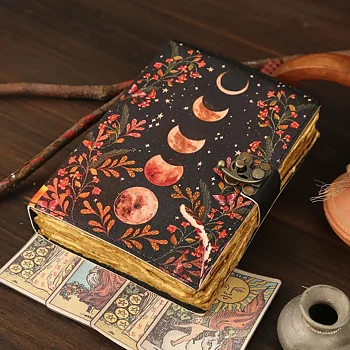 Läderjournal med Tomma Sidor & Vintage Månmotiv - R K Handicrafts Craft Junky