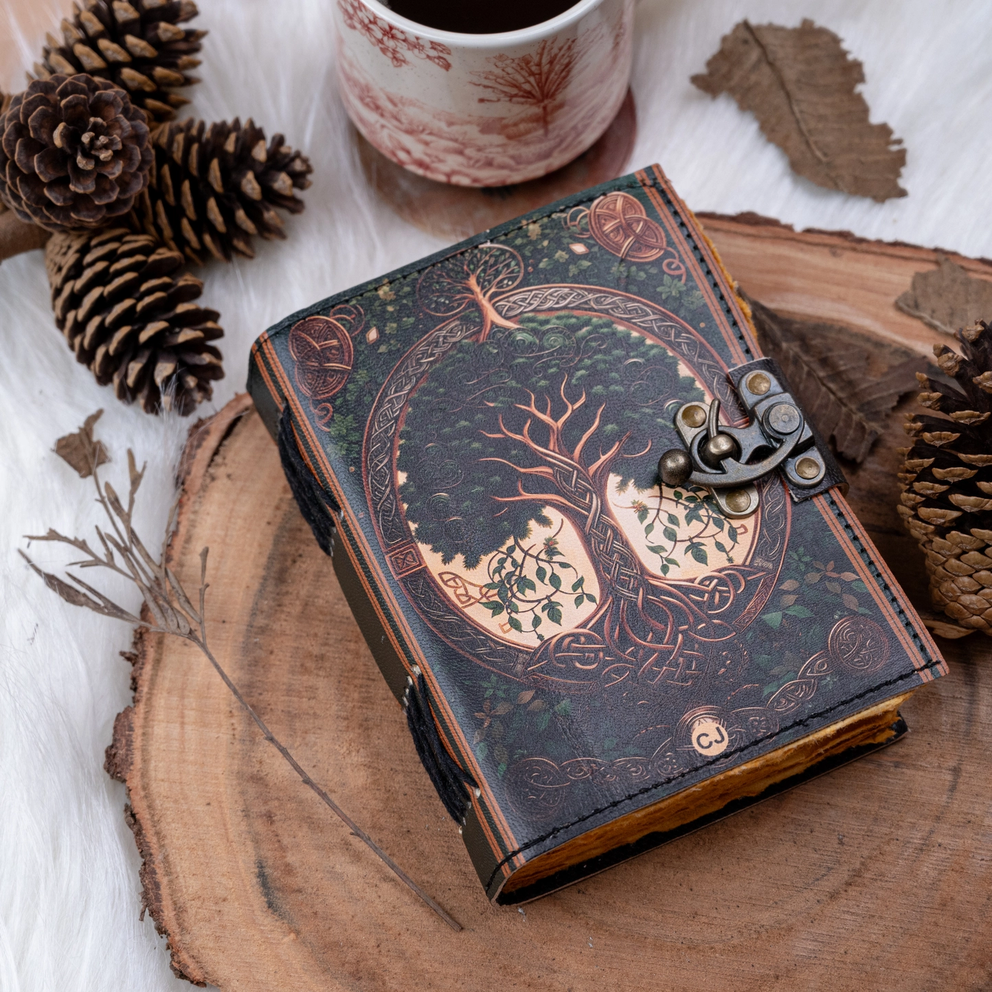 Läderjournal med Vintagepapper & Trädmotiv - R K Handicrafts Craft Junky - 5