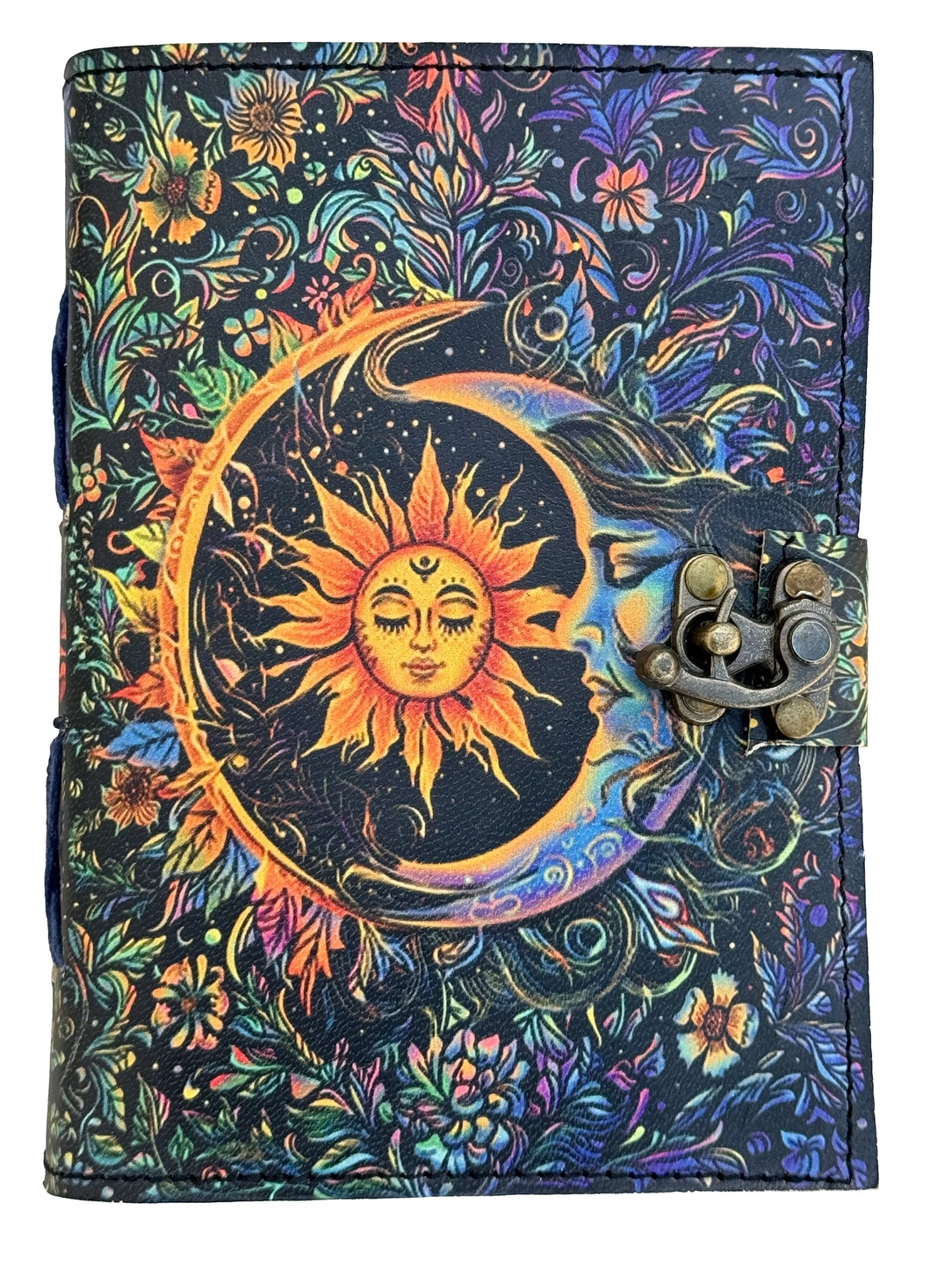 Handgjord Lädernjournal med Sol & Måne Grimoire - R K Handicrafts Craft Junky